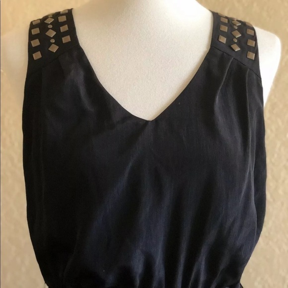 Studio Y Black V Neck Studded Mini Dress Size M - Picture 2 of 7